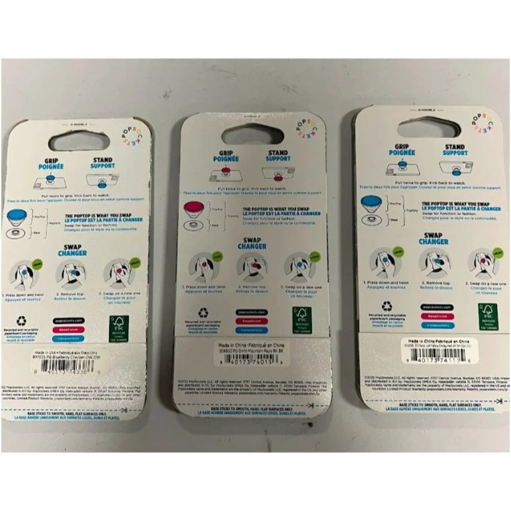 PopSockets PopGrip 3 Design Cell Phone Grip & Stand 3Pk